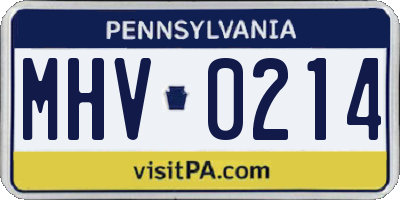 PA license plate MHV0214