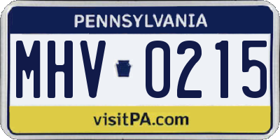 PA license plate MHV0215