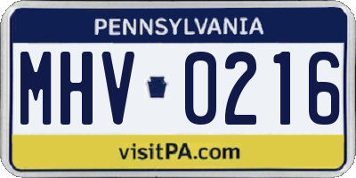 PA license plate MHV0216