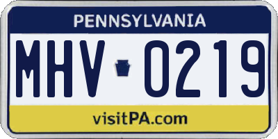 PA license plate MHV0219