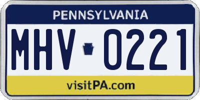 PA license plate MHV0221