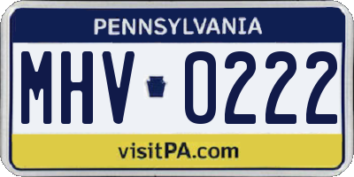 PA license plate MHV0222