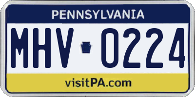 PA license plate MHV0224
