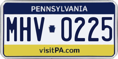 PA license plate MHV0225
