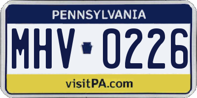 PA license plate MHV0226