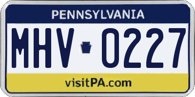 PA license plate MHV0227