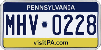 PA license plate MHV0228