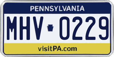 PA license plate MHV0229