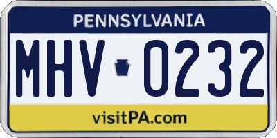 PA license plate MHV0232