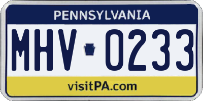 PA license plate MHV0233