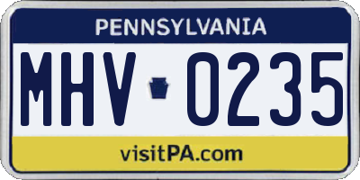 PA license plate MHV0235