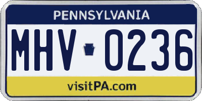PA license plate MHV0236
