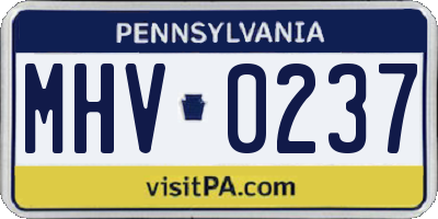 PA license plate MHV0237