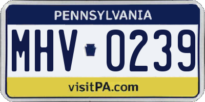PA license plate MHV0239