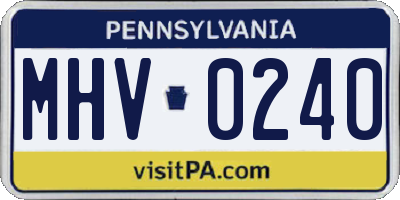 PA license plate MHV0240