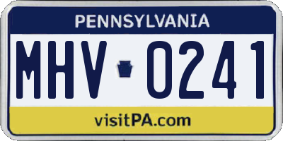 PA license plate MHV0241