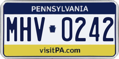 PA license plate MHV0242
