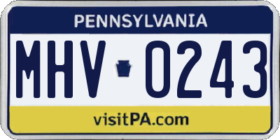 PA license plate MHV0243