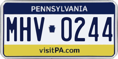 PA license plate MHV0244
