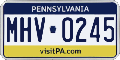 PA license plate MHV0245