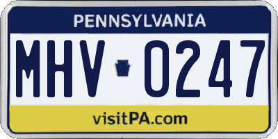 PA license plate MHV0247