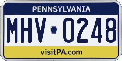 PA license plate MHV0248