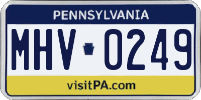 PA license plate MHV0249