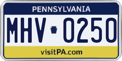 PA license plate MHV0250