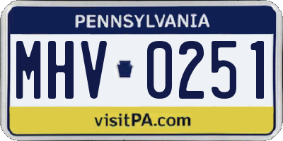 PA license plate MHV0251