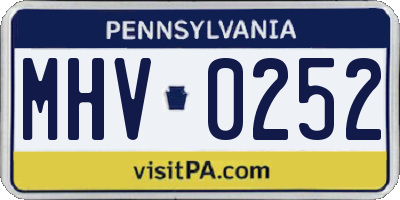 PA license plate MHV0252