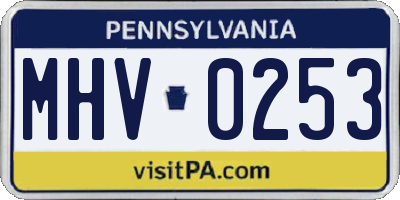 PA license plate MHV0253