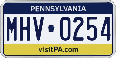 PA license plate MHV0254