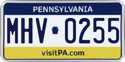PA license plate MHV0255