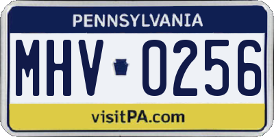 PA license plate MHV0256