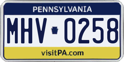 PA license plate MHV0258