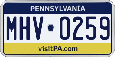 PA license plate MHV0259