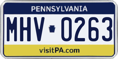 PA license plate MHV0263