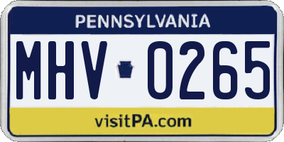 PA license plate MHV0265
