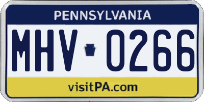 PA license plate MHV0266