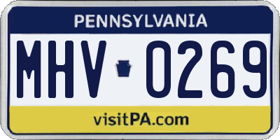 PA license plate MHV0269