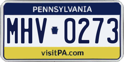 PA license plate MHV0273
