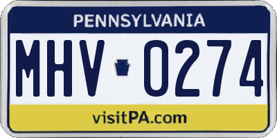 PA license plate MHV0274