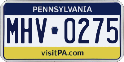 PA license plate MHV0275