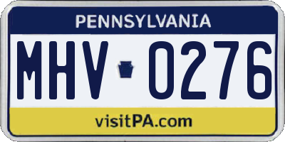PA license plate MHV0276