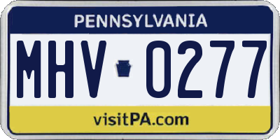 PA license plate MHV0277