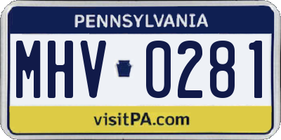 PA license plate MHV0281