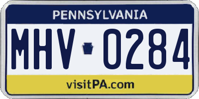 PA license plate MHV0284