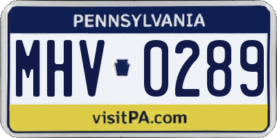PA license plate MHV0289