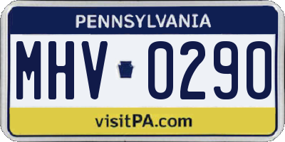PA license plate MHV0290