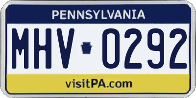 PA license plate MHV0292